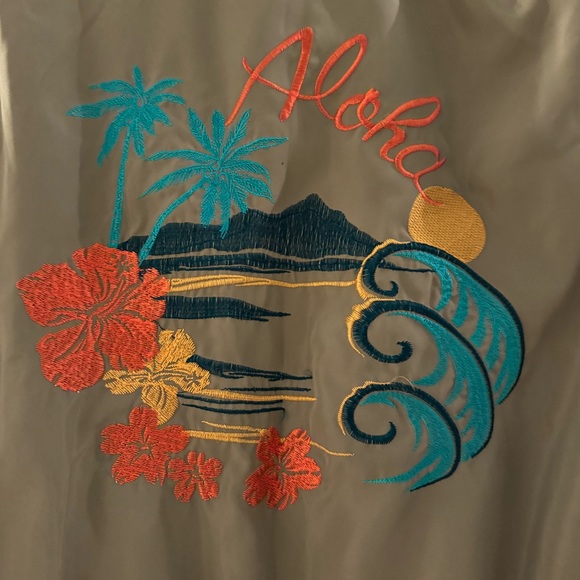 Olive Green Lovetree palm tree embroidered bomber jacket - Picture 5 of 6